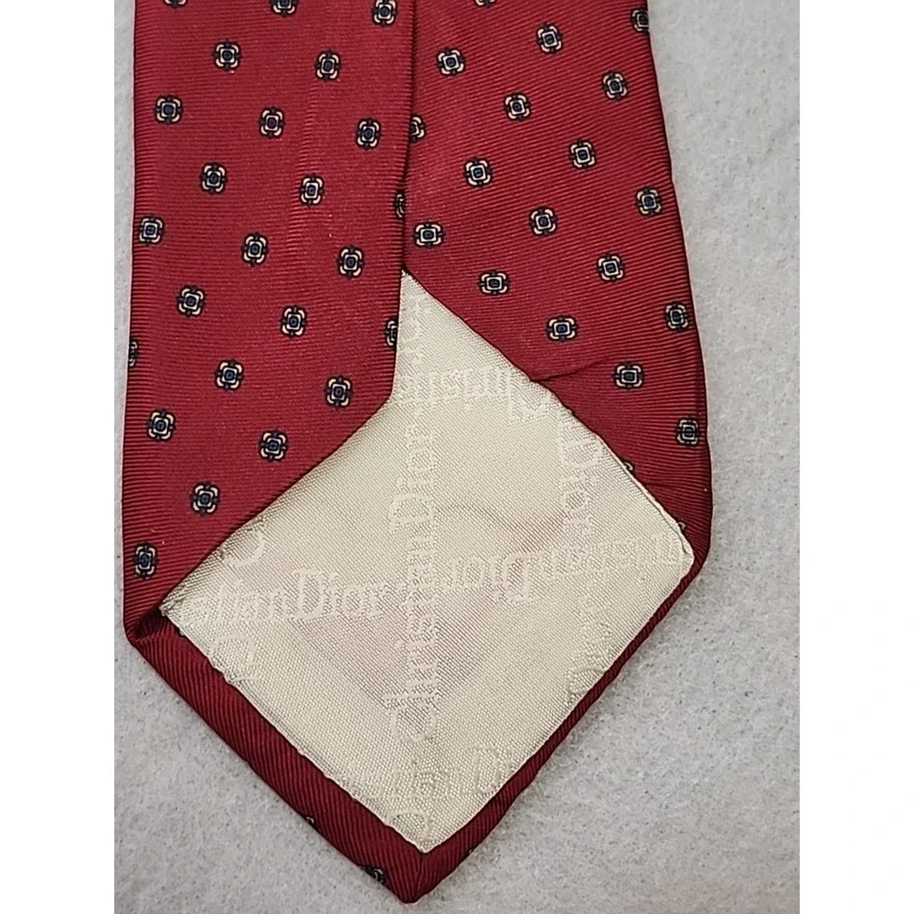 Vintage Christian Dior Silk Men's Tie Necktie Red Made in USA Italy -‎ EUC